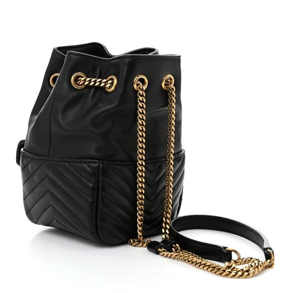 Saint Laurent YSL Leather Matelasse Monogram Joe Nano Bucket Shoulder Bag Black - Picture 3 of 8